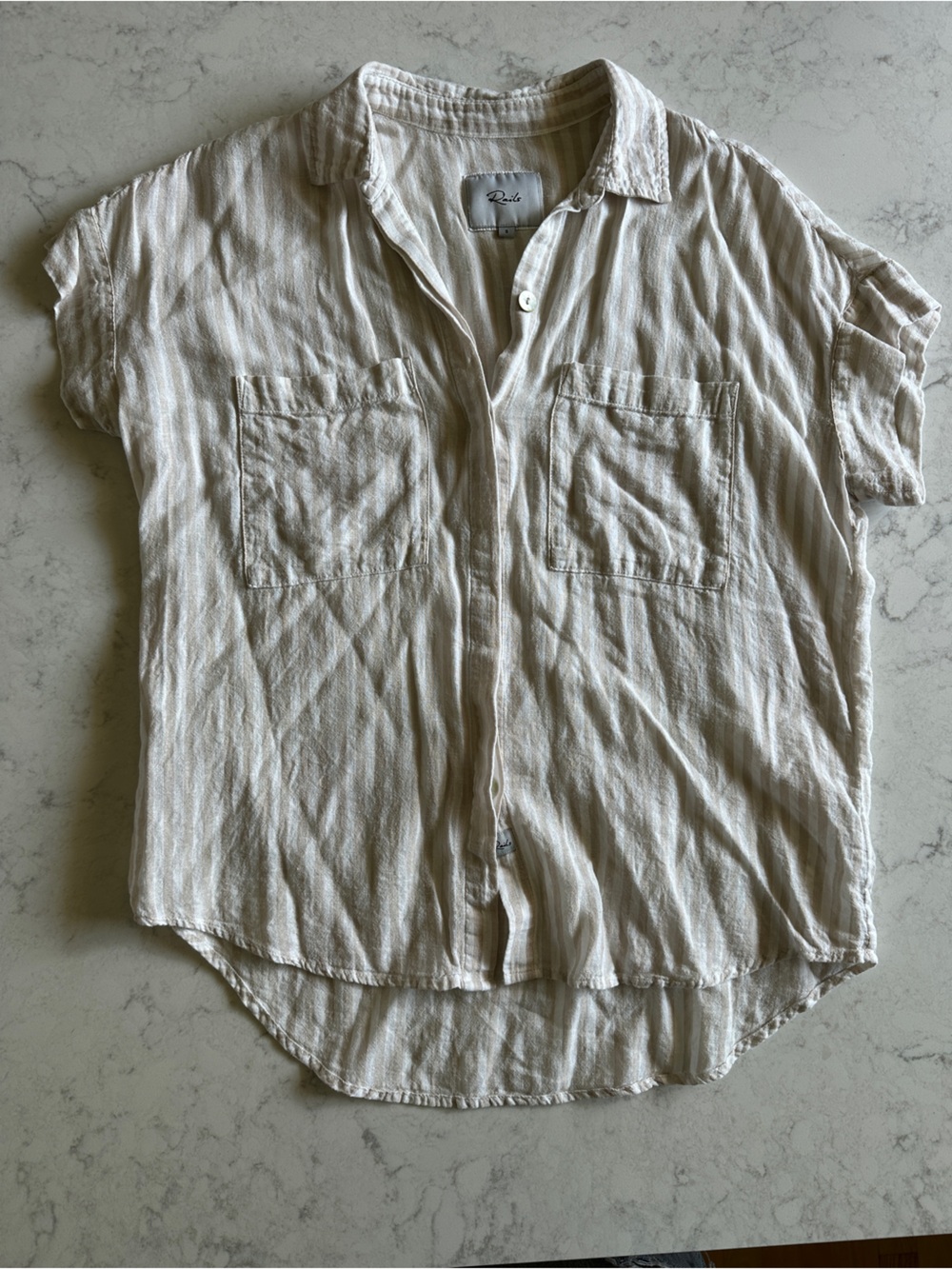 Rails Women's Button-Down Shirt in Cream and White Stripe